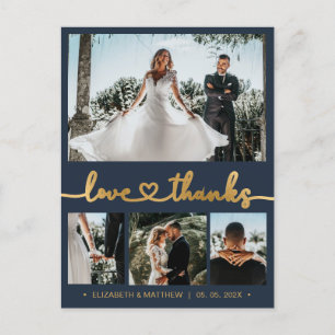 Budget Gold Script 4 foto bruiloft Dank u Briefkaart