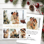 Budget Gold Script 4 Photo Collage Carte de Noël<br><div class="desc">Budget Minimaliste Élégant Gold Calligraphie 4 Photo Collage Joyeux Script de Noël Carte de vacances. Ce modèle festif, simple, de quatre (4) cartes de vacances photo présente un joli collage photo et dit "Joyeux Noël"! Le texte de salutation "Joyeux Noël" est écrit dans une belle main lettré tourbillonnant whimsical swash-tail...</div>