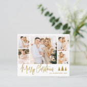 Budget Gold Script 5 Photo Collage Carte de Noël (Debout devant)