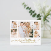 Budget Gold Script 5 Photo Collage Carte de Noël (Debout devant)