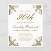 Budget  Gold Script Birthday Invitation (Voorkant)
