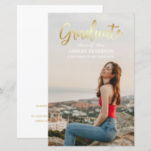 Budget Gold Script Photo Afstuderen Aankondiging