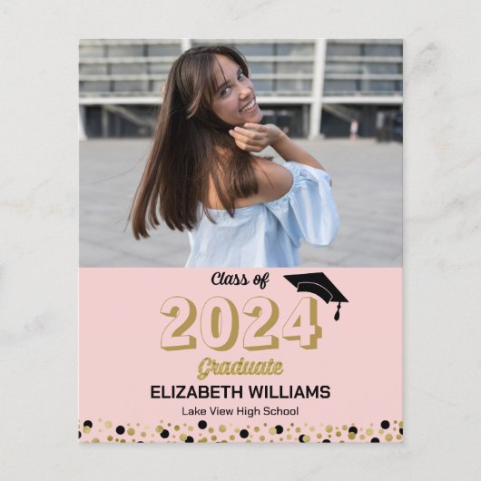 Budget Gold Script Photo Afstuderen Aankondiging (Voorkant)