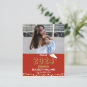 Budget Gold Script Photo Afstuderen Aankondiging (Staand voorkant)