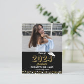 Budget Gold Script Photo Afstuderen Aankondiging (Staand voorkant)