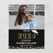 Budget Gold Script Photo Afstuderen Aankondiging (Voorkant)