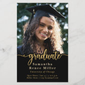 Budget Gold Script Photo Afstuderen Invitation (Voorkant)