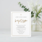 Budget Gold Script Religieuze Baptisme Uitnodiging (Staand voorkant)