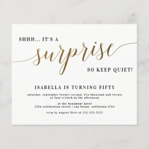 Budget Gold Script Surprise Birthday Party nodigt 