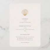 Budget Gold Seashell All-in-One Wedding invitation (Verso)