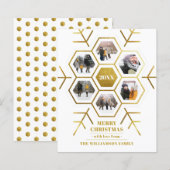 Budget Gold Snowflake-kerstfeestelijke fotokaart (Voorkant / Achterkant)