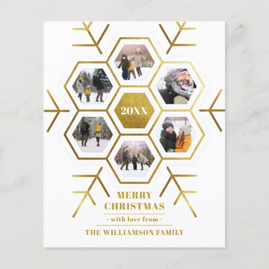 Budget Gold Snowflake-kerstfeestelijke fotokaart (Voorkant)
