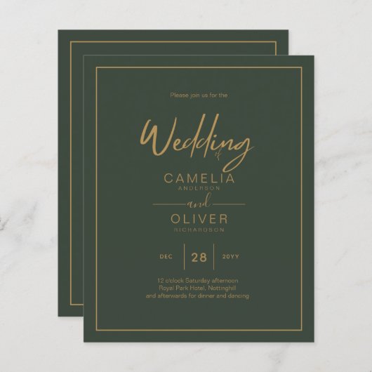BUDGET Gold Text Script Elegant Moderne (Voorkant / Achterkant)