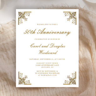 Budget Gold Vintage 50th Anniversary Uitnodiging