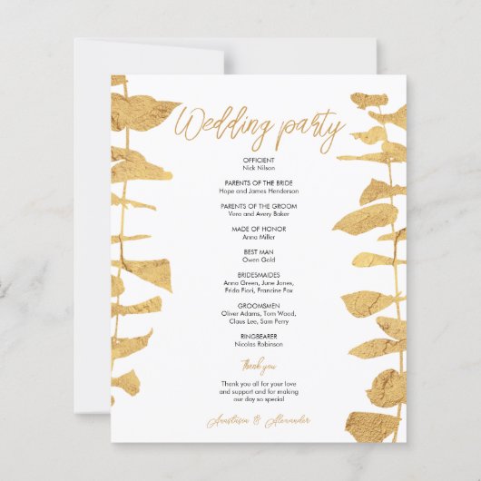 Budget Gold Wedding Program. (Achterkant)