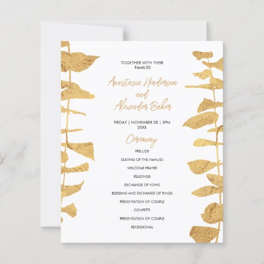 Budget Gold Wedding Program. (Voorkant)