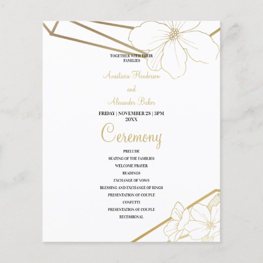 Budget Gold Wedding Program. Flyer (Voorkant)