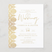 Budget Gold White Lace Elegant Wedding Invitation Flyer (Voorkant)