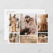 Budget Gold White Photo Collage Weddenschap Hartel Briefkaart (Voorkant / Achterkant)