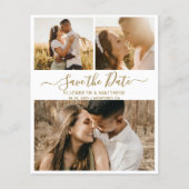 Budget Gold White Photo Save the Date Flyer (Voorkant)