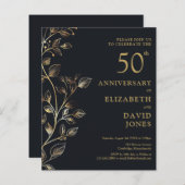 Budget Golden 50th Wedding Jubileum Invitation (Voorkant / Achterkant)