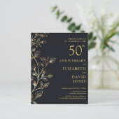 Budget Golden 50th Wedding Jubileum Invitation (Staand voorkant)