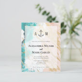 Budget Golden Beach Anchor Photo Wedding Invite (Staand voorkant)
