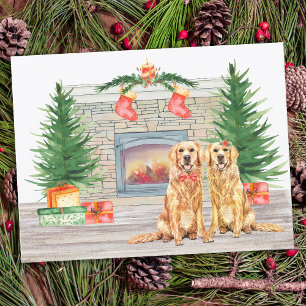 Budget Golden Retriever Dog Christmas Carte