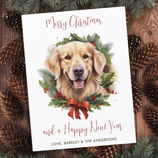 Budget Golden Retriever Dog Joyeuse carte de Noël