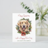 Budget Golden Retriever Dog Joyeuse carte de Noël (Debout devant)