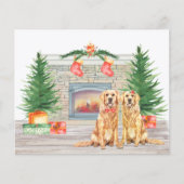 Budget Golden Retriever Kerstfeestdag Kaart (Voorkant)