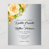 Budget Golden Rozen op Silver Wedding Invitation Flyer (Voorkant)