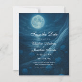 Budget Gothic Blue Skeletons Wedding Save the Date (Achterkant)