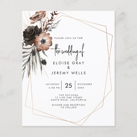 BUDGET Gothic Boho Wedding Invitation Flyer (Voorkant)