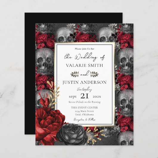 Budget Gothic Floral Skulls Wedding (Voorkant / Achterkant)