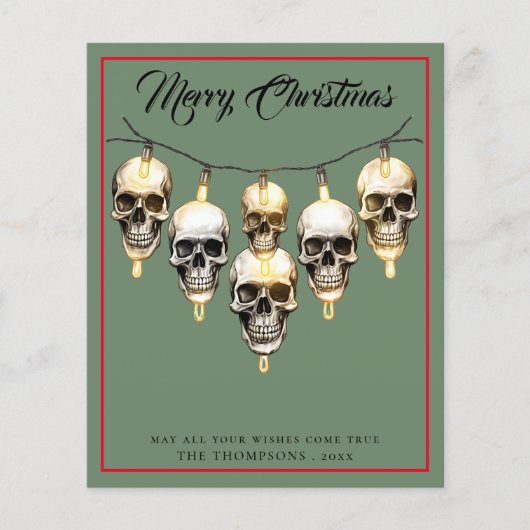 Budget Gothique Crâne lumières Joyeux carte de Noë (Devant)