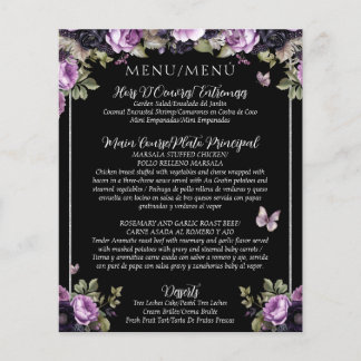 Budget Gotische Bloemen Tweetalig Quinceañera Menu