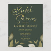 Budget goud groene trouwfeest uitnodiging flyer (Voorkant)