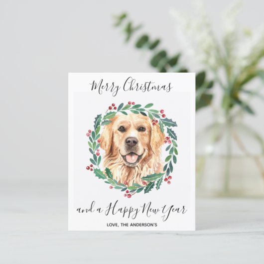 Budget Goud Retriever Hond Kerstkaart (Staand voorkant)