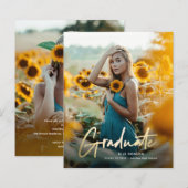 Budget Goud Schrift Foto Afstudeer Uitnodiging (Voorkant / Achterkant)