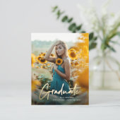 Budget Goud Schrift Foto Afstudeer Uitnodiging (Staand voorkant)