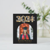 BUDGET Goud Script 5 Foto Afstuderen Invitation (Staand voorkant)