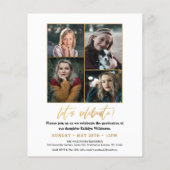 BUDGET Goud Script 5 Foto Afstuderen Invitation (Achterkant)