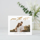 Budget Goud Script Foto Save the Date (Staand voorkant)
