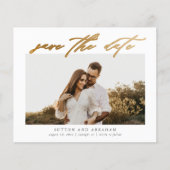 Budget Goud Script Foto Save the Date (Voorkant)