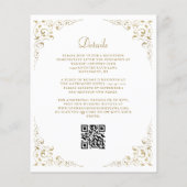 Budget Goud Script Loofwerk QR Code Trouw Uitnodig (Achterkant)
