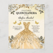 Budget Goud Tweetalig Spaans Quinceanera Flyer (Achterkant)