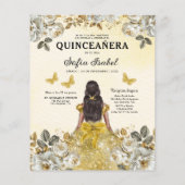Budget Goud Tweetalig Spaans Quinceanera Flyer (Achterkant)