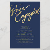 Budget goud We're Engaged verlovingsfeest uitnodig Flyer (Voorkant)