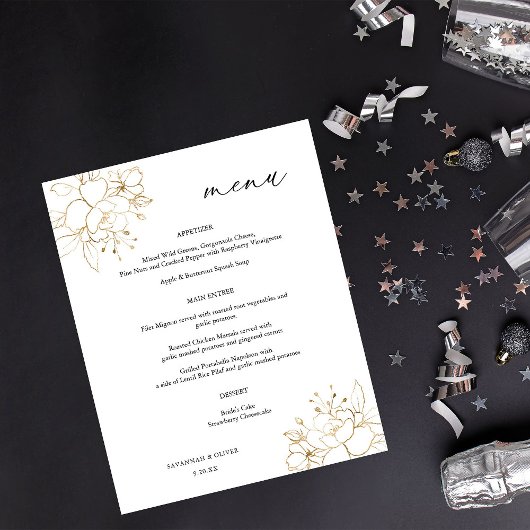 Budget Gouden Gevoerde Bloemen Huwelijksceremonie Flyer